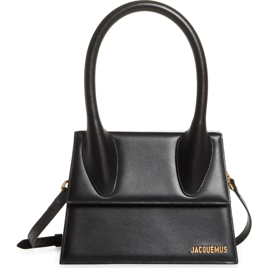 Jacquemus Le Grand Chiquito Leather Top Handle Crossbody Bag in Black at Nordstrom | Nordstrom