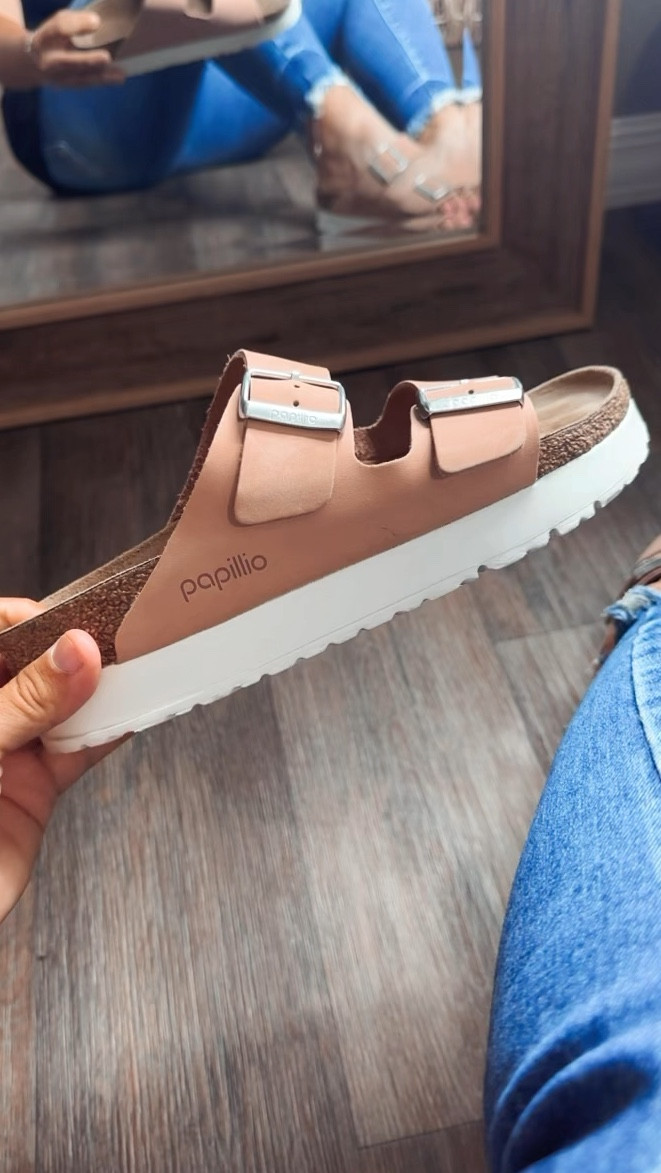 Arizona Platforms by Birkenstock! I’ve been wearing these on repeat! Got them at Rack Room Shoes! Add another pair for 50% off!! 