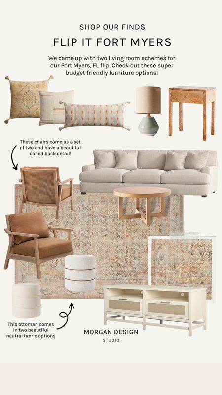 We put together two living room design options for our Fort Myers flip. This scheme is more neutral with warm tones. All of these selections are super budget friendly! 

#LTKfamily #LTKsalealert #LTKhome