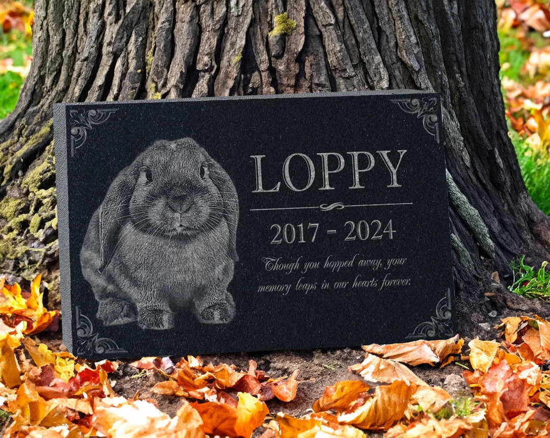 Rabbit Burial Stone  | Pet Headstone Photo | Engraved Granite Outdoor Memorial Plaque for Rabbits... | Etsy (US)