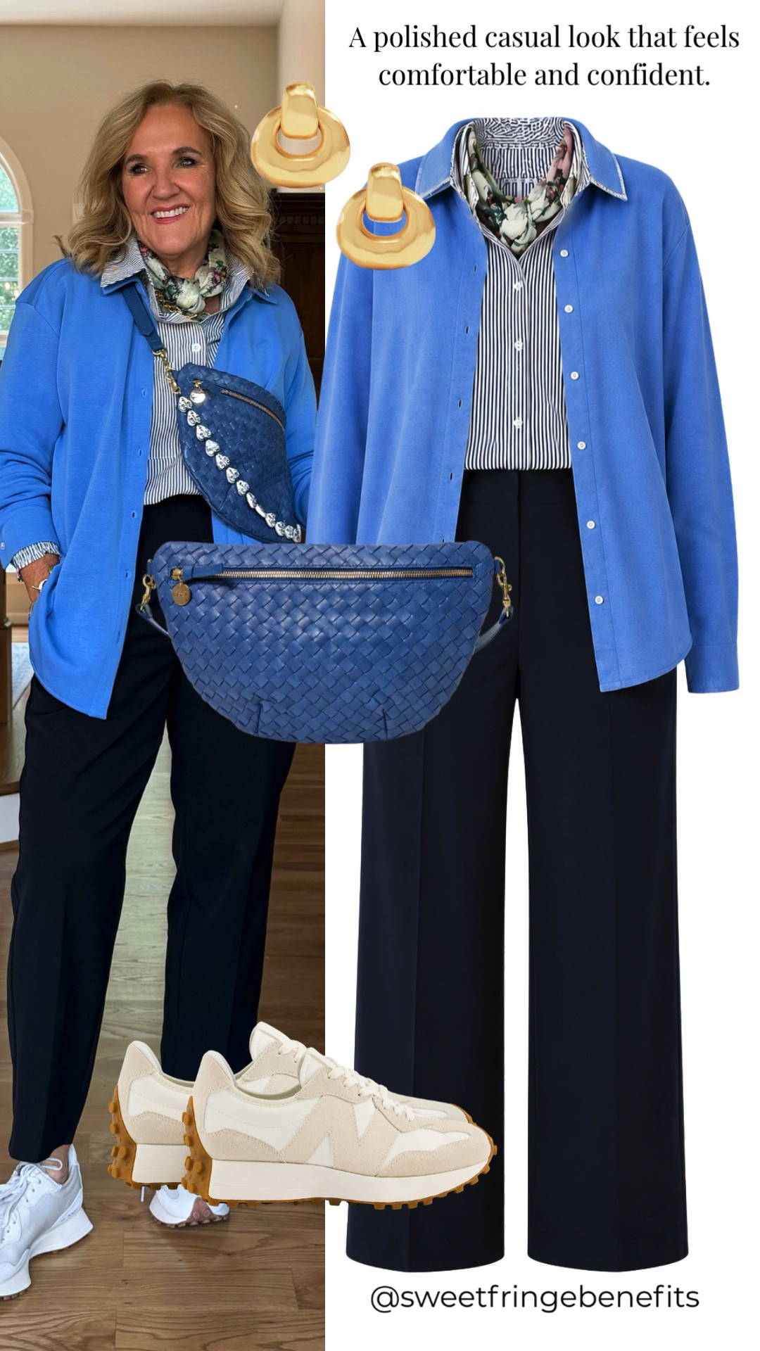 This blue shirt jacket is the perfect layer for a polished casual outfit. Paired with a striped button-down, navy wide-leg pants, and sneakers, it’s comfortable, versatile, and easy to wear from errands to lunch.

💡 LTK MADE EASY
❤️ Heart = Support my posts!
🔖 Save = Get sale & restock alerts
📋 Lists = Keep favorites organized
📲 Share = Send lists and products to a friend. Hello, Christmas List!
💬 Comment = Ask me anything about what I'm wearing.:-)

#LTKootd #LTKWorkwear #LTKOver40