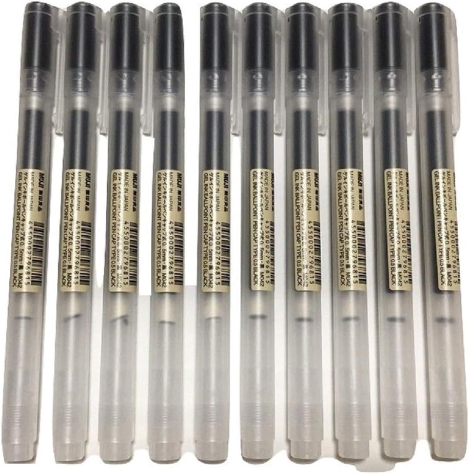 MUJI Gel Ink Ball Point Pen 0.5mm Black color 10pcs | Amazon (US)