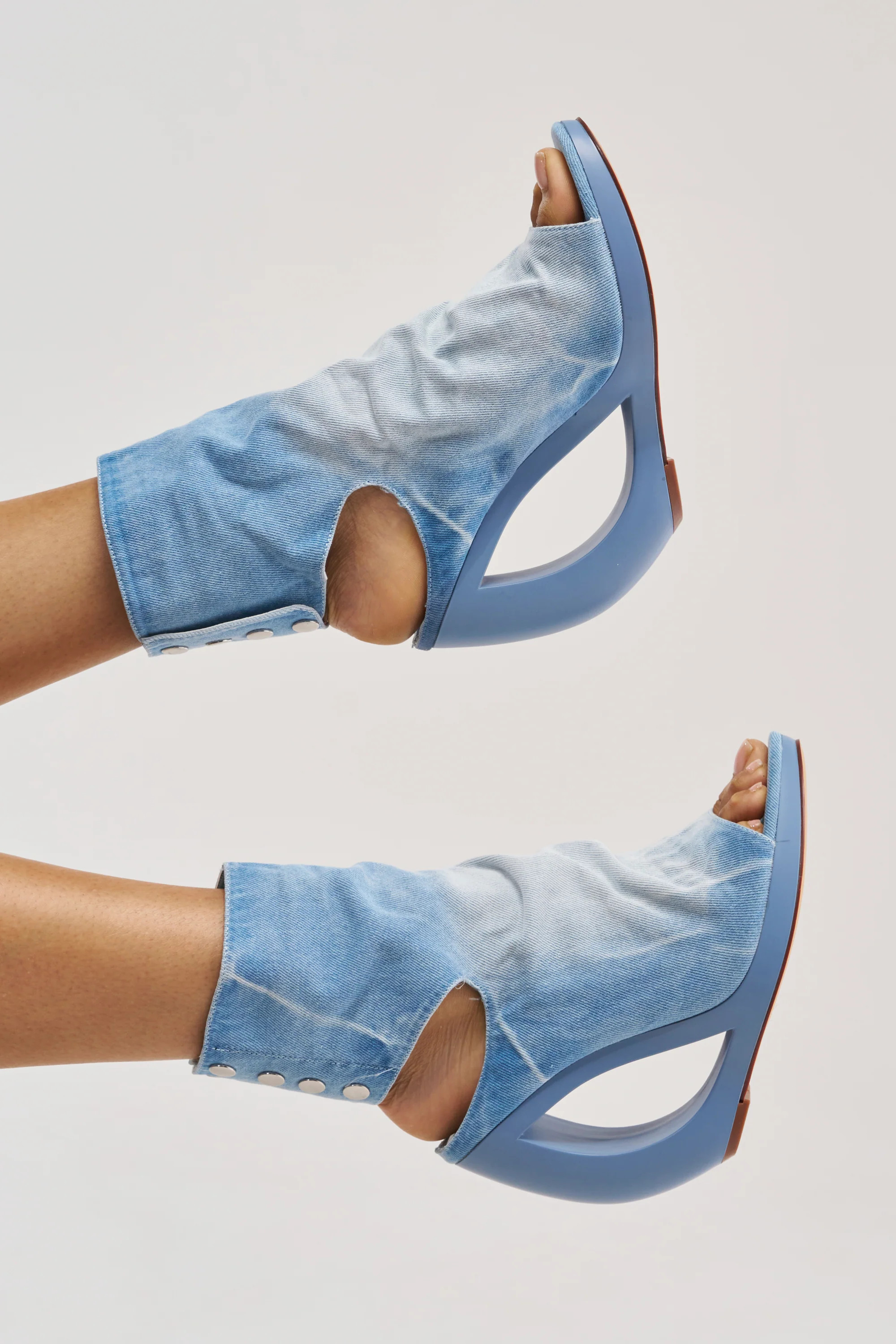 AZALEA WANG CIRCOS LIGHT DENIM WEDGE BOOTIE | AKIRA