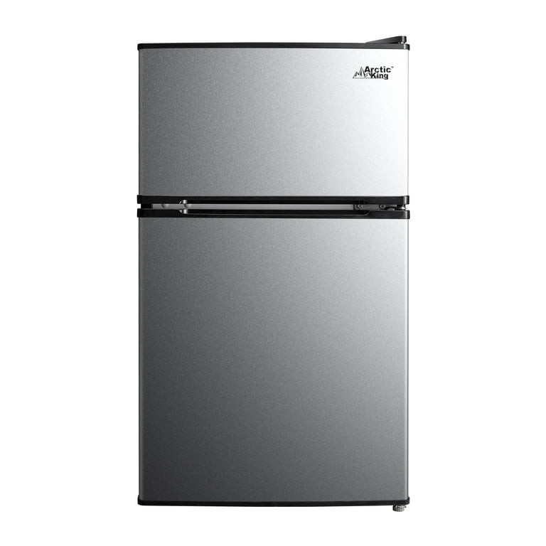 Arctic King 3.2 Cu ft Two Door Mini Fridge with Freezer, Stainless Steel, E-Star | Walmart (US)