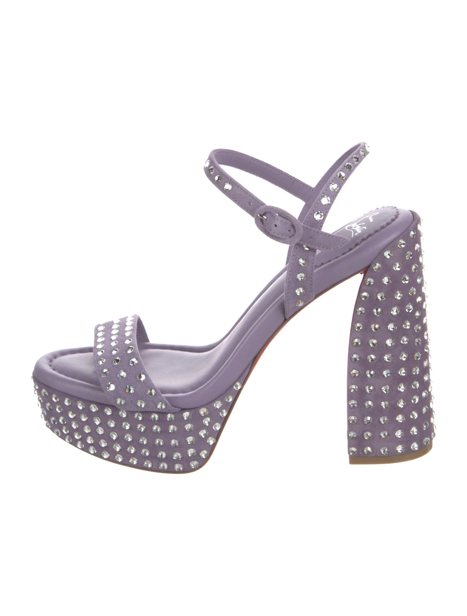 Suede Crystal Embellishments Sandals | The RealReal