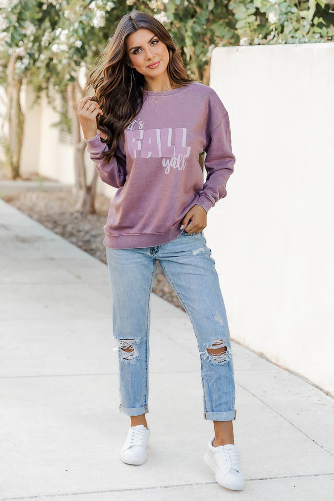 It's Fall Yall Shady Mauve Graphic Sweatshirt | Pink Lily