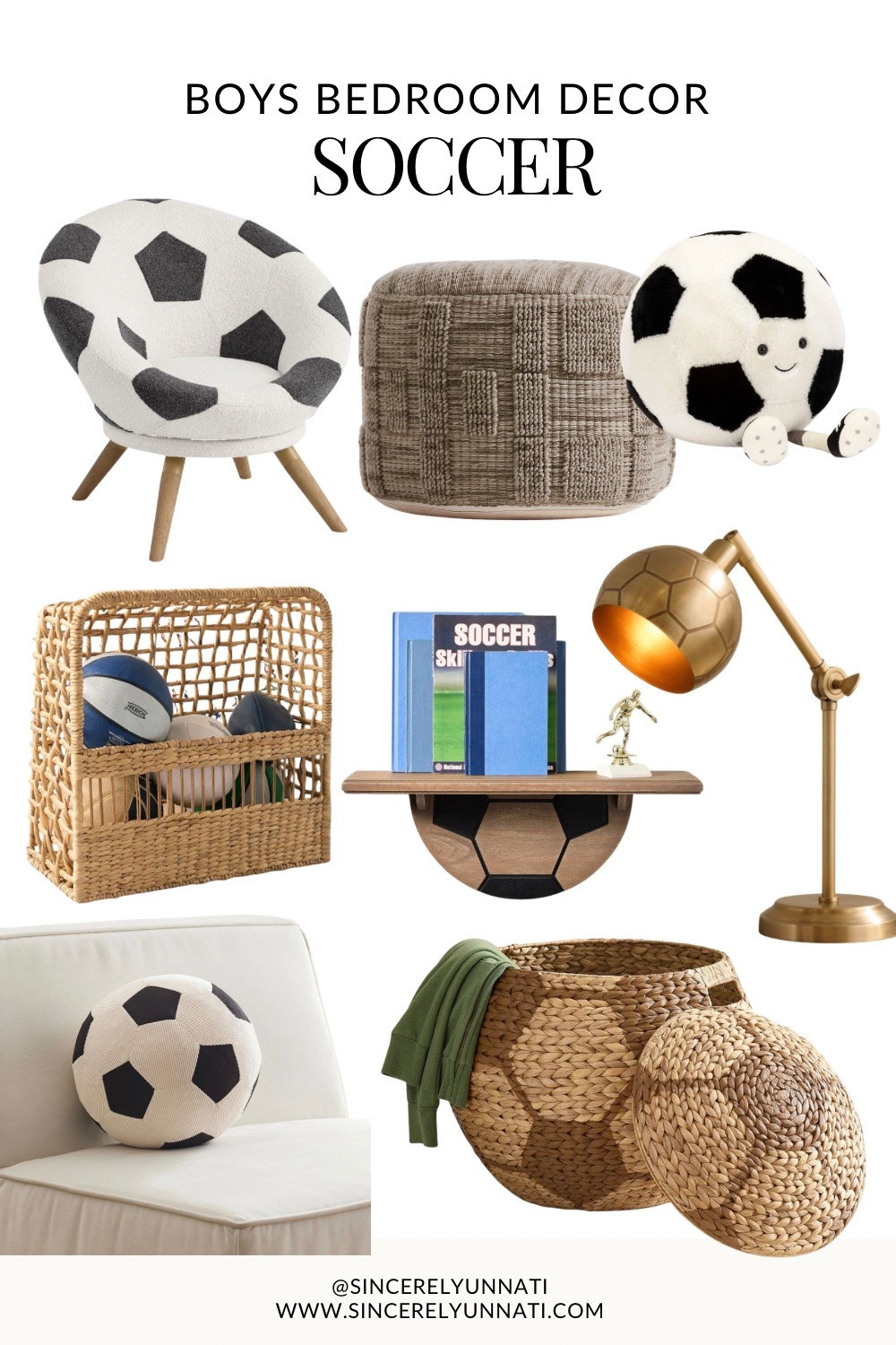 Soccer bedroom decor ideas for boys ⚽ modern, neutral sports-themed kids room inspiration that blends function + style. Featuring soccer chairs, storage baskets, wall shelves, and soft decor pieces perfect for toddler rooms, playrooms, and big kid bedrooms.

soccer kids room, boys sports bedroom decor, soccer themed bedroom, neutral playroom ideas, kids room organization