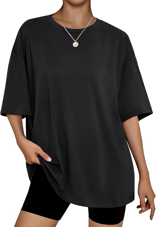 Womens Oversized Summer T Shirts Short Sleeve Fashion Casual Beach Vacation Clothes Plus Size Gym... | Amazon (US)