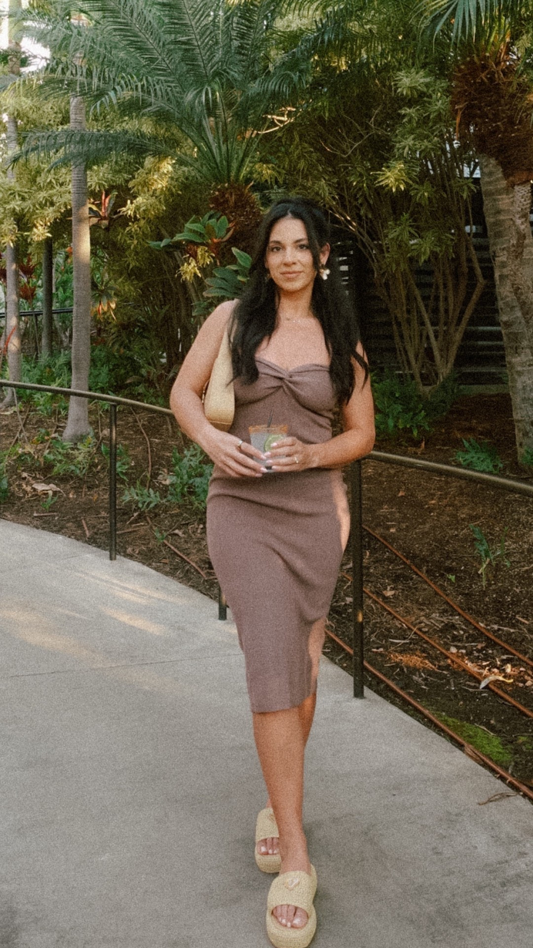 Dress is Amazon linked actual product, size down if in between sizes. Shoes and purse linked are similar Amazon options :) 