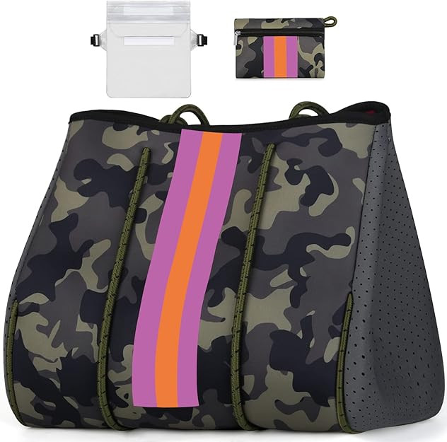 IBFUN Neoprene Bag, Large Multipurpose Beach Bag Neoprene Tote Bag with Inner Pocket for Women/Po... | Amazon (US)