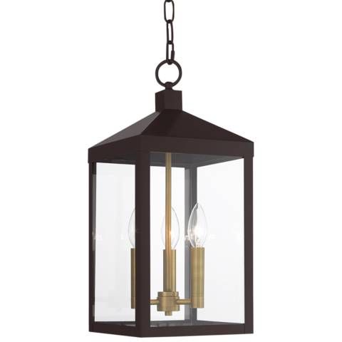 Nyack 8 1/4" Wide Bronze 3-Light Outdoor Hanging Mini Pendant - #736W8 | Lamps Plus | Lamps Plus
