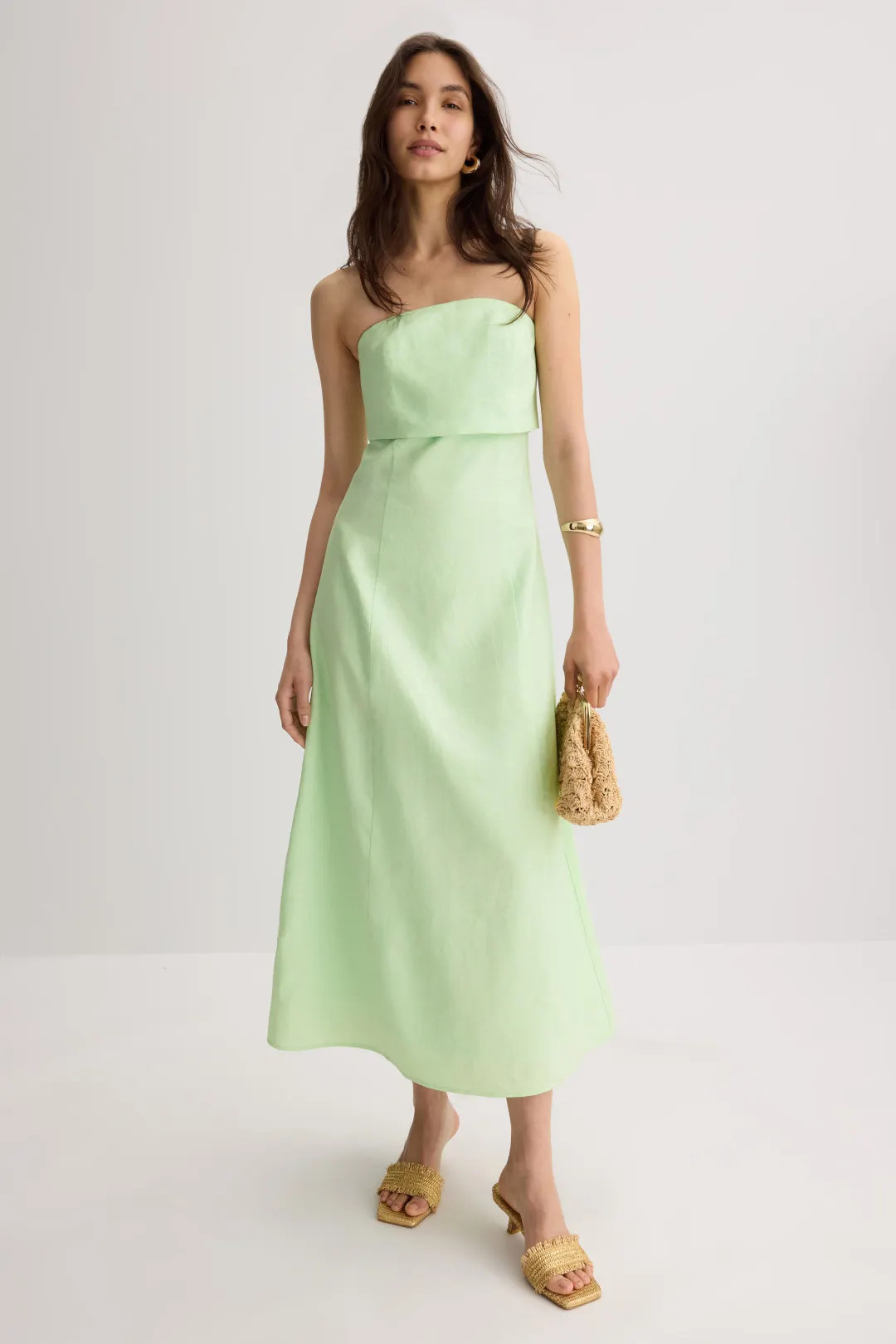 Folded Strapless Linen Maxi Dress | Rent the Runway
