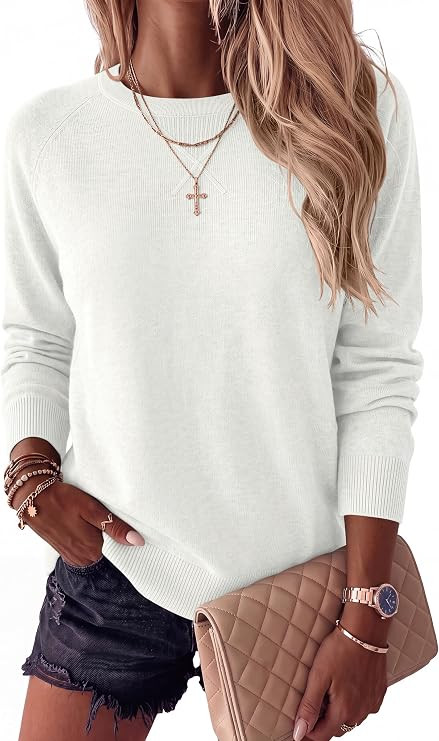 ANRABESS Sweater for Women Lightweight Knit Fall Pullover | Crewneck Long Sleeve Tops, Soft Loose... | Amazon (US)
