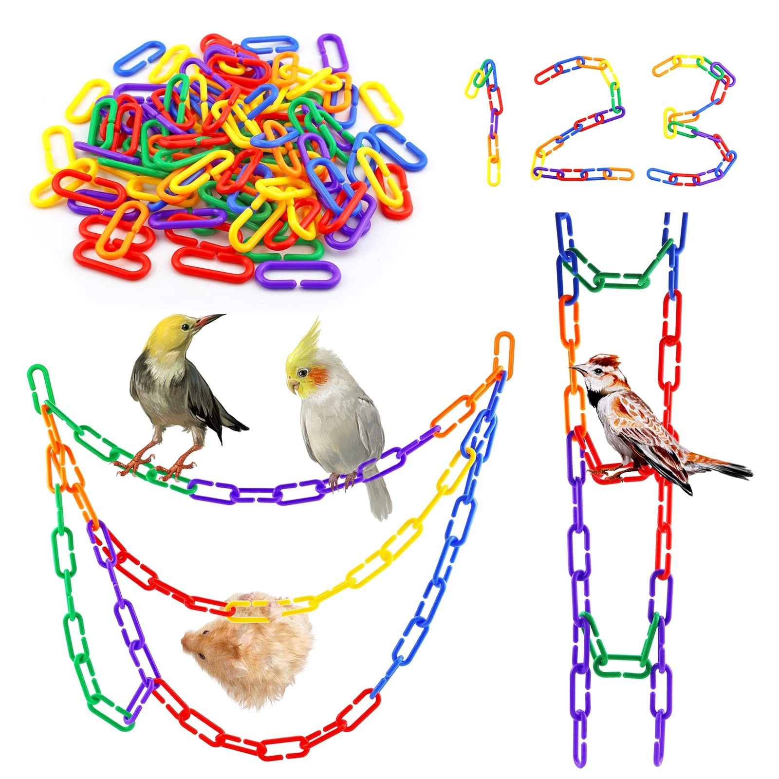 JIALEEY 100PCS Plastic Chain Links, Children's Learning Toy, Mix Color Rainbow DIY C-Clips Chains... | Amazon (US)