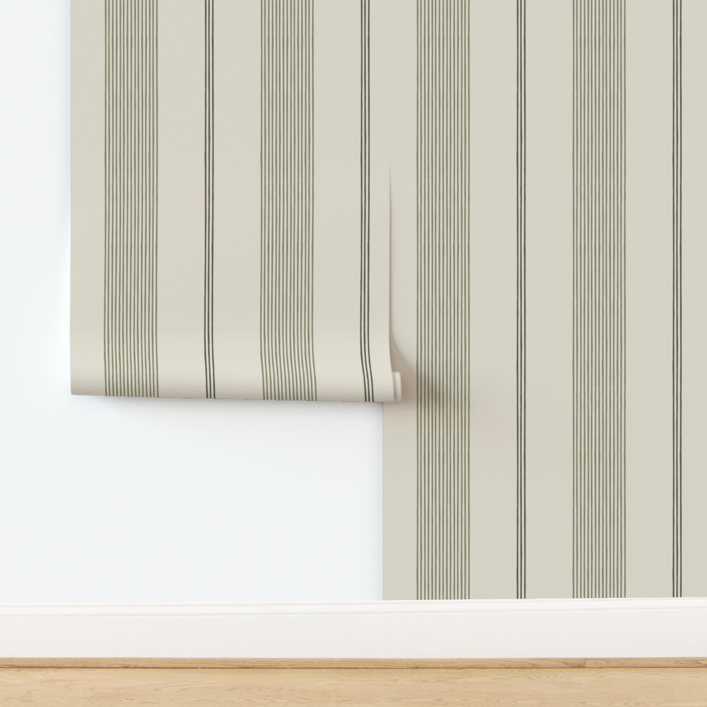 Wallpaper in (large scale) Ivy Stripes - Vertical Sage ballet white (no texture)- LAD22 | Spoonflower