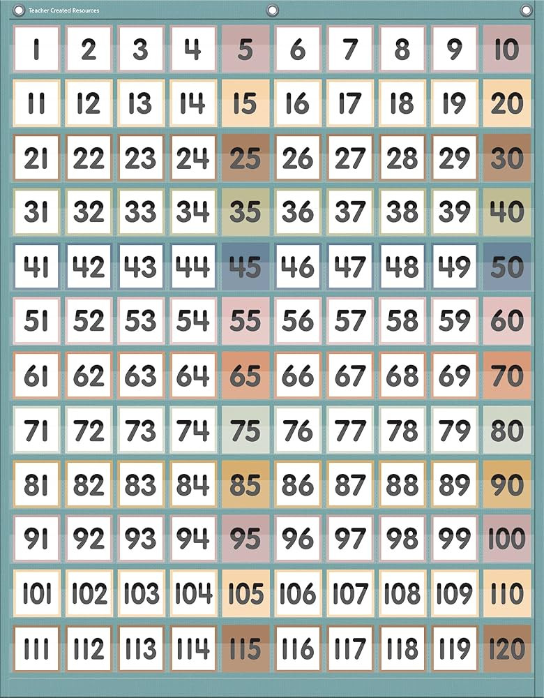 Teacher Created Resources Calming Colors 1–120 Pocket Chart (TCR20754) | Amazon (US)