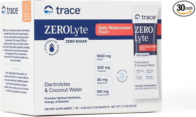 Trace Minerals ZeroLyte Electrolyte Drink Mix, Salty Watermelon, 30 Packets | Zero sugar, ancient... | Amazon (US)
