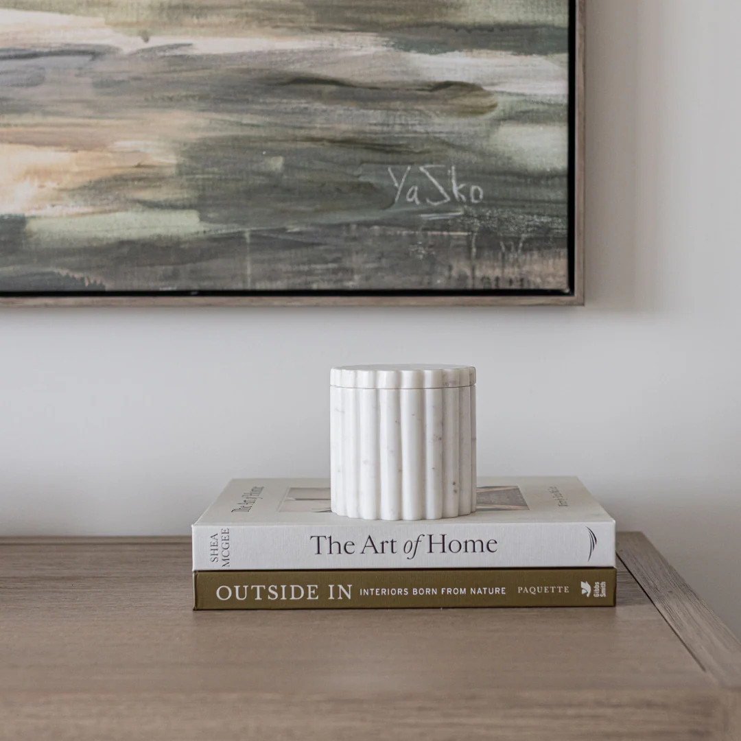 White Marble Fluted Jar | By Luxe B Co. | luxe bCO