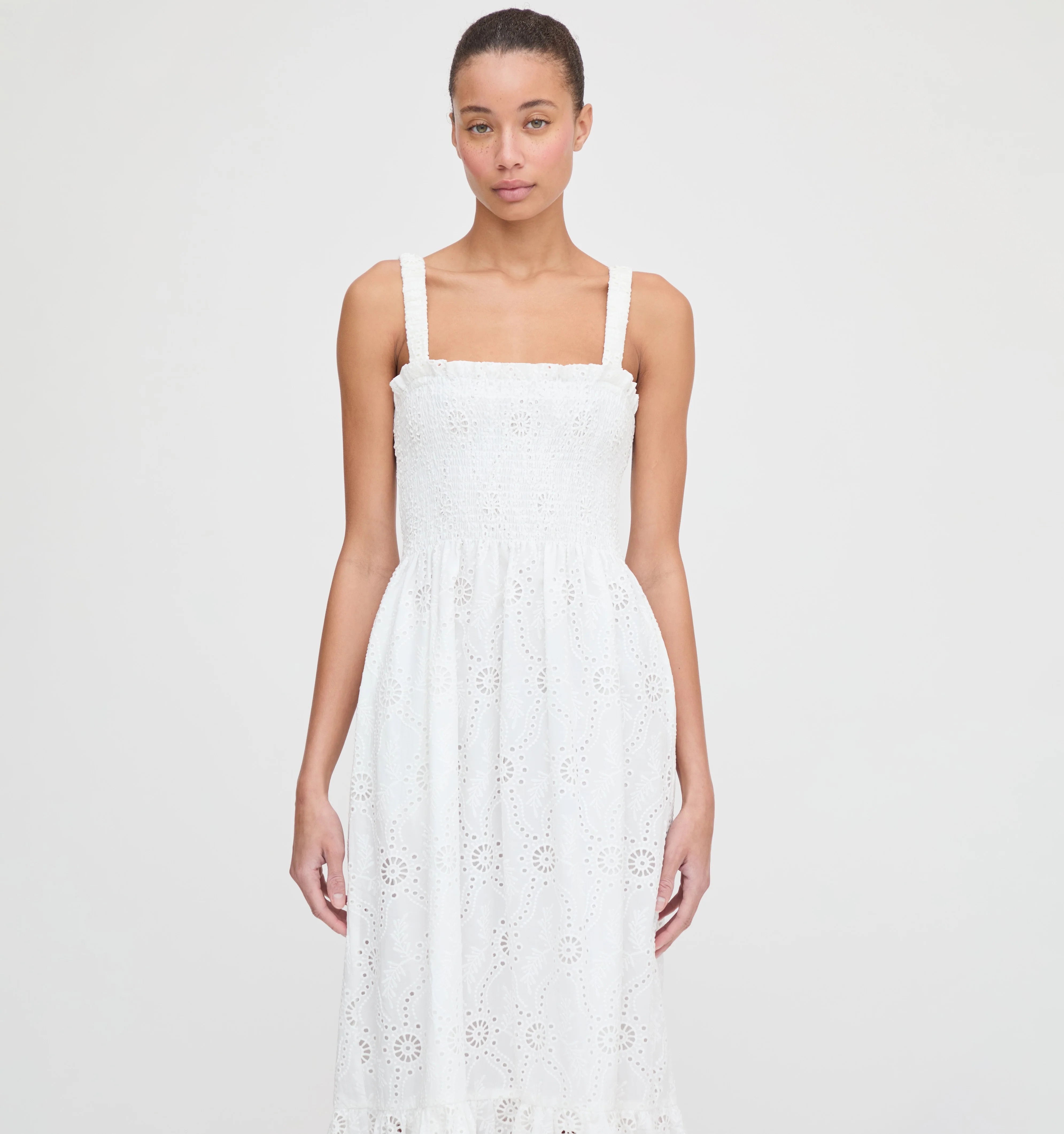 The Anjuli Nap Dress - White Trellis Broderie | Hill House Home US