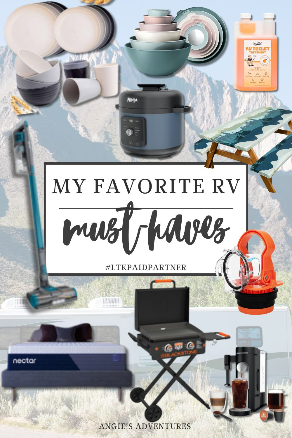 We just took our first trip in the new RV, and here are some things that we used that are definite must-haves, and a couple things on our wish list! 

First, a comfortable mattress is a must! We just bought a queen size Nectar mattress, and we are very happy with it! 

We also bought the portable On the Go Blackstone griddle - best decision! 

Don't forget the Liquified RV toilet solution! Very important! 

Our RV does not have an oven, so our Ninja Foodi machine is a MUST! It bakes, air fries, slow cooks, steams, and more! It's my favorite appliance, both at home and at the campground!

My Shark cordless vacuum is also perfect for cleaning the RV.

Wheat straw plates and bowls are great because they are toxic-free, dishwasher and microwave safe! 

Check out all of my recommendations for my favorite things that came in very handy during our first camping trip of the year! 
 

 #LTKdayinmylife #LTKSeasonal #LTKTravel