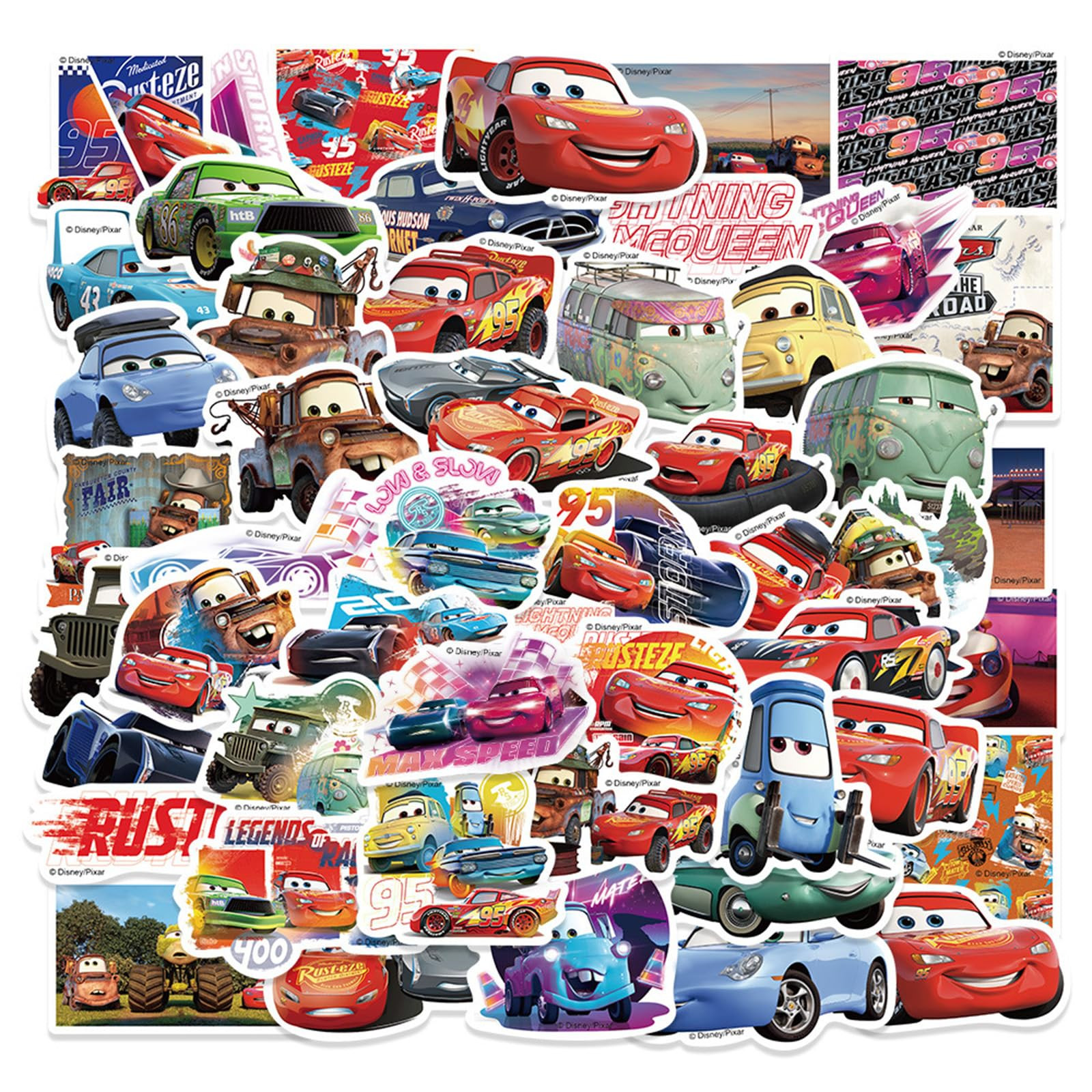 50Pcs American Cartoon Cars Stickers for Kids Animation Classic Cartoon Anime Stickers for Laptop... | Amazon (US)