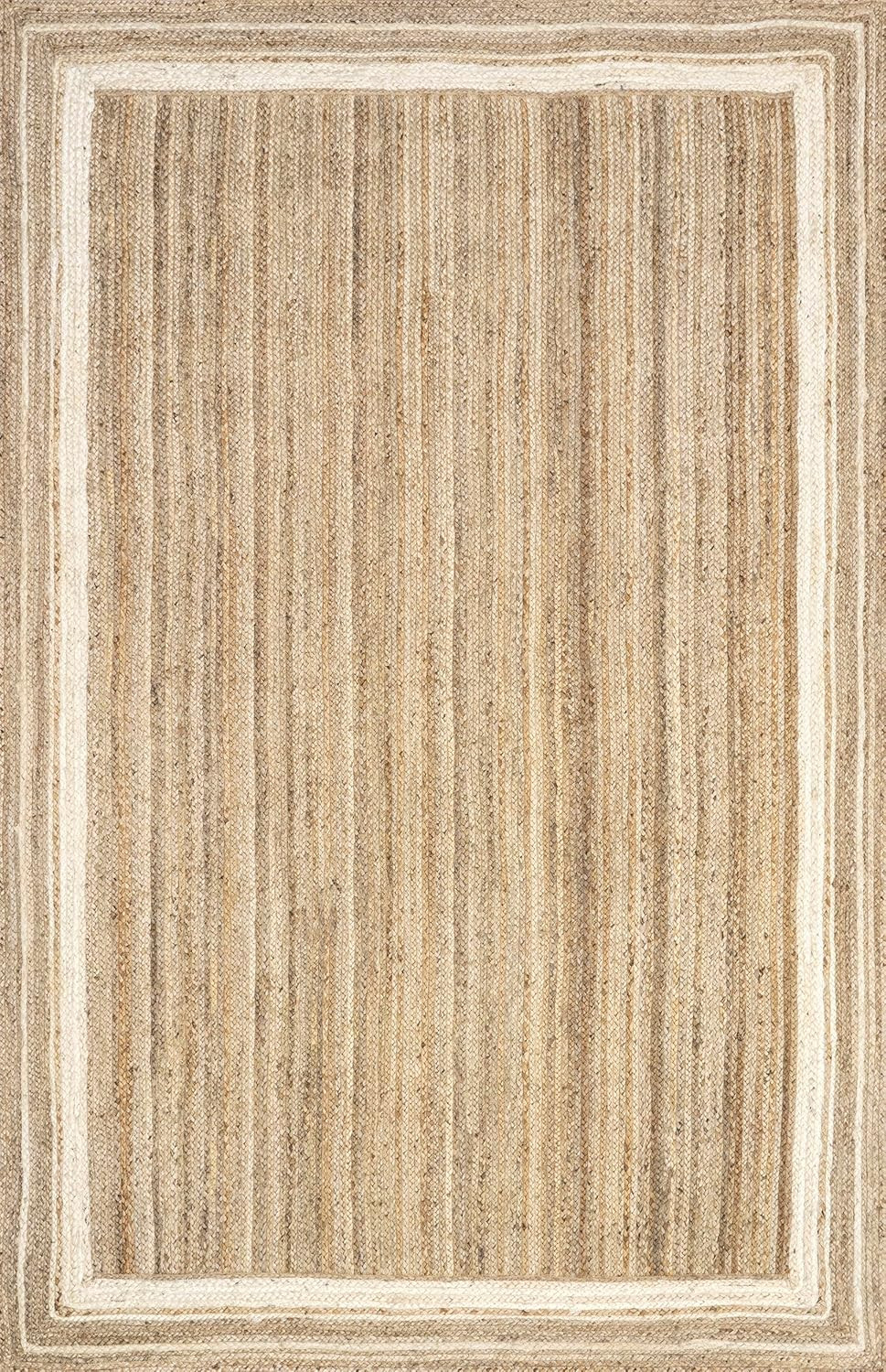 nuLOOM Rikki Off White Bordered Power Loomed Area Rug, 5' x 8' | Amazon (US)