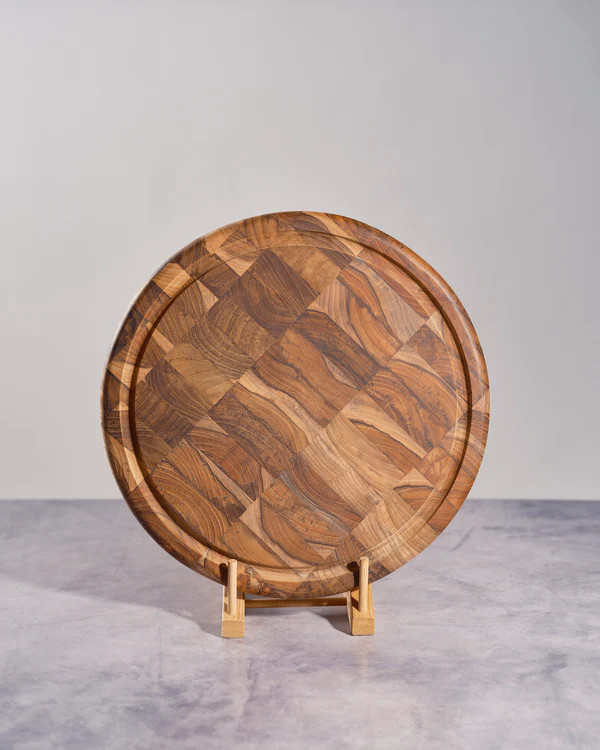Round Mosaic Cutting Board in Teak Wood | TerraKlay