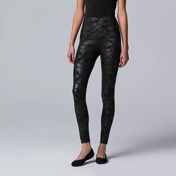 Women's Simply Vera Vera Wang High Rise Faux Leather Shaping Leggings | Kohl's