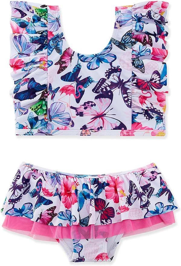 swimsobo Toddler Girls Swimsuits Two-Pieces Flutter Sleeve Bathing Suits Printed Quick Dry Swimwe... | Amazon (US)
