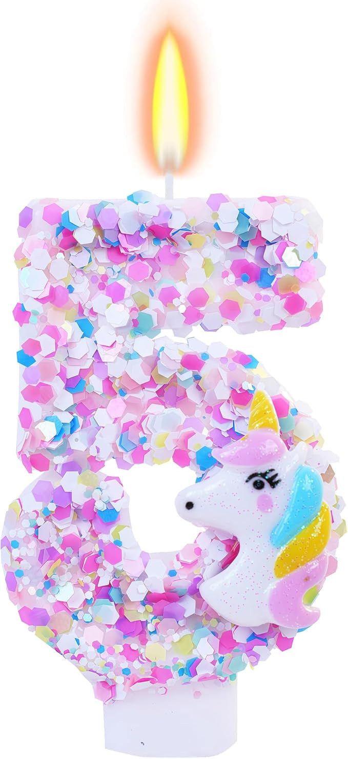 Unicorn Themed Birthday Candles,Number 5 Cartoon Birthday Party Supplies,Birthday Decorations for... | Amazon (US)