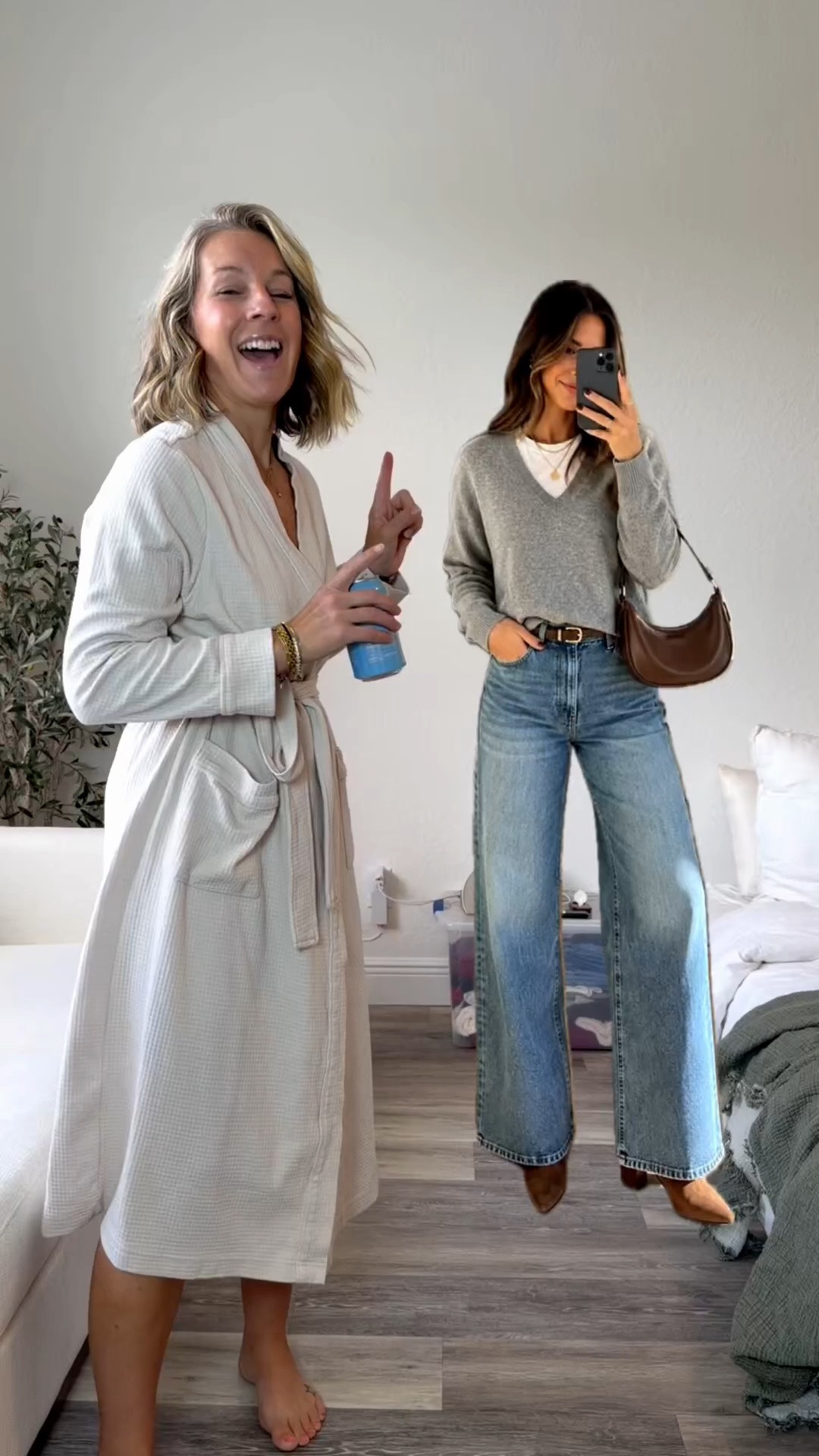 I sized down to a 6 in the jeans and they do fit so much better then my true size 8. The top is a medium, so soft and can be worn alone or layered depending on how cold it is. Love the warm and cool tones together. Whose do you like better???

#LTKootd #LTKgrwm #LTKPetite