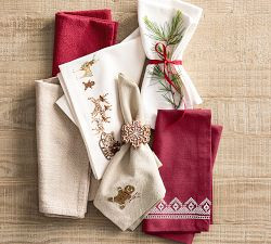 Gingerbread Stoneware Napkin Rings - Mixed Set of 4 | Pottery Barn (US)