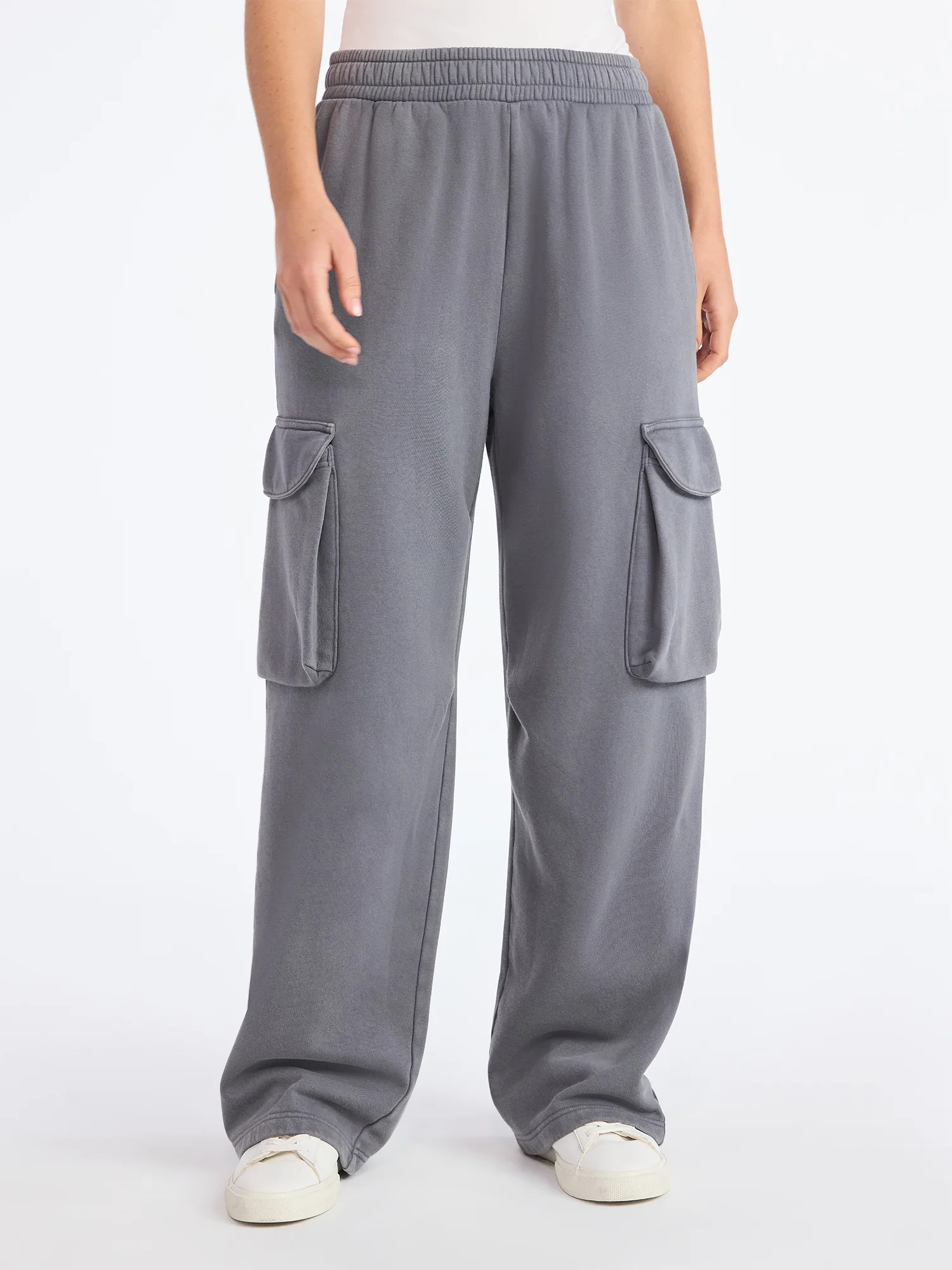 Scoop Women’s Mineral Washed Wide Leg Cargo Sweatpants, Sizes XS-XXL | Walmart (US)