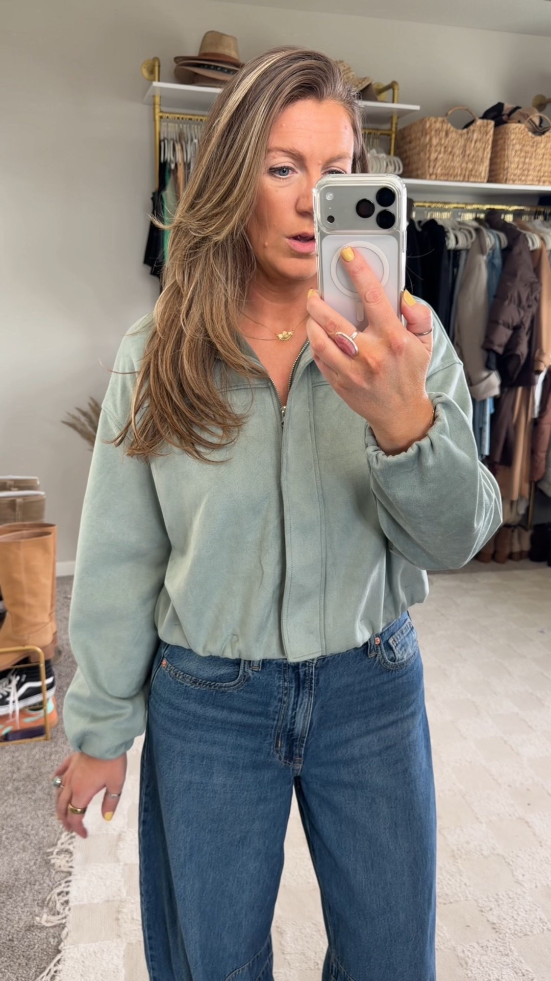 Large jacket, 30 tall jeans (also saved 🇨🇦 links for jeans ) 

#LTKOver40 #LTKTall