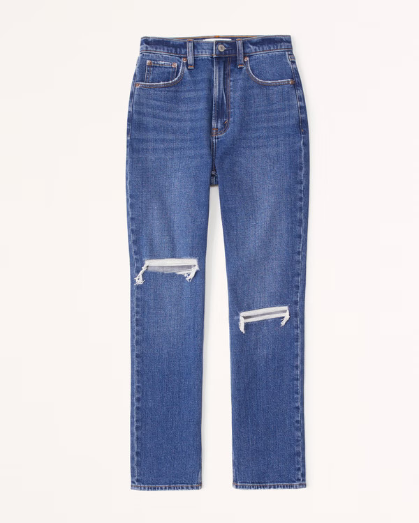 Curve Love Ultra High Rise Ankle Straight Jean | Abercrombie & Fitch (US)