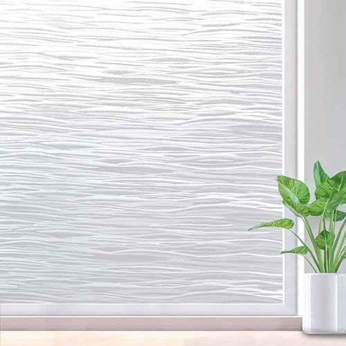 rabbitgoo Window Privacy Film Frosted Glass Film Removable Vinyl Door Coverings UV Blocking Decorative Static Cling Non-Adhesive Window Clings Sticker for Home Decor, 17.5 x 78.7 Inches | Amazon (US)