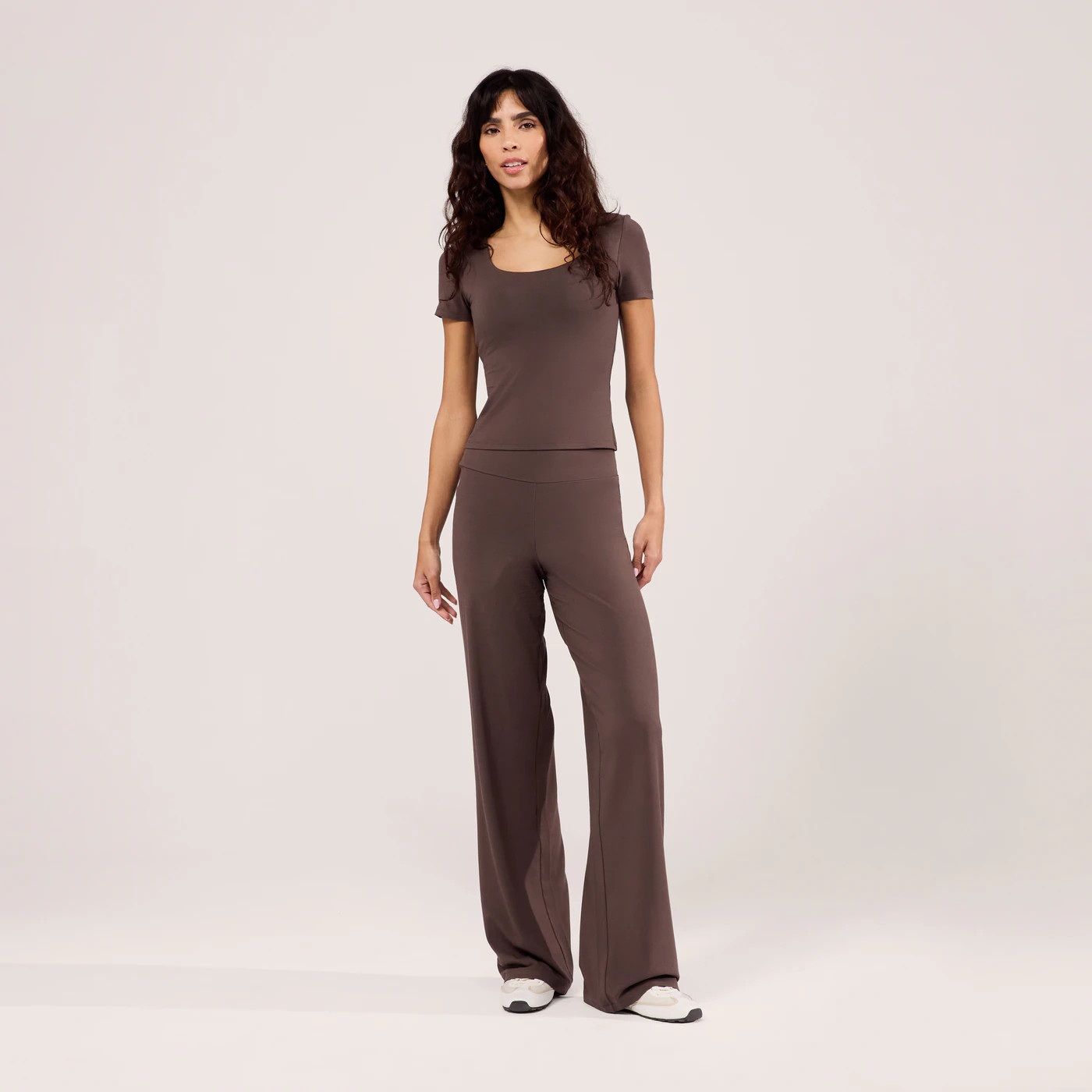 Lightweight Wide Leg Trousers | Espresso Brown | LOVALL