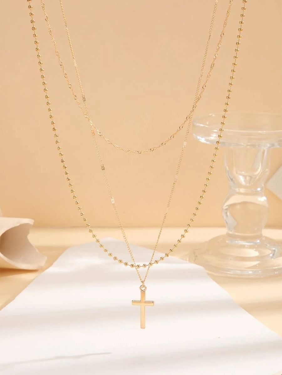 Cross Charm Layered Necklace | SHEIN