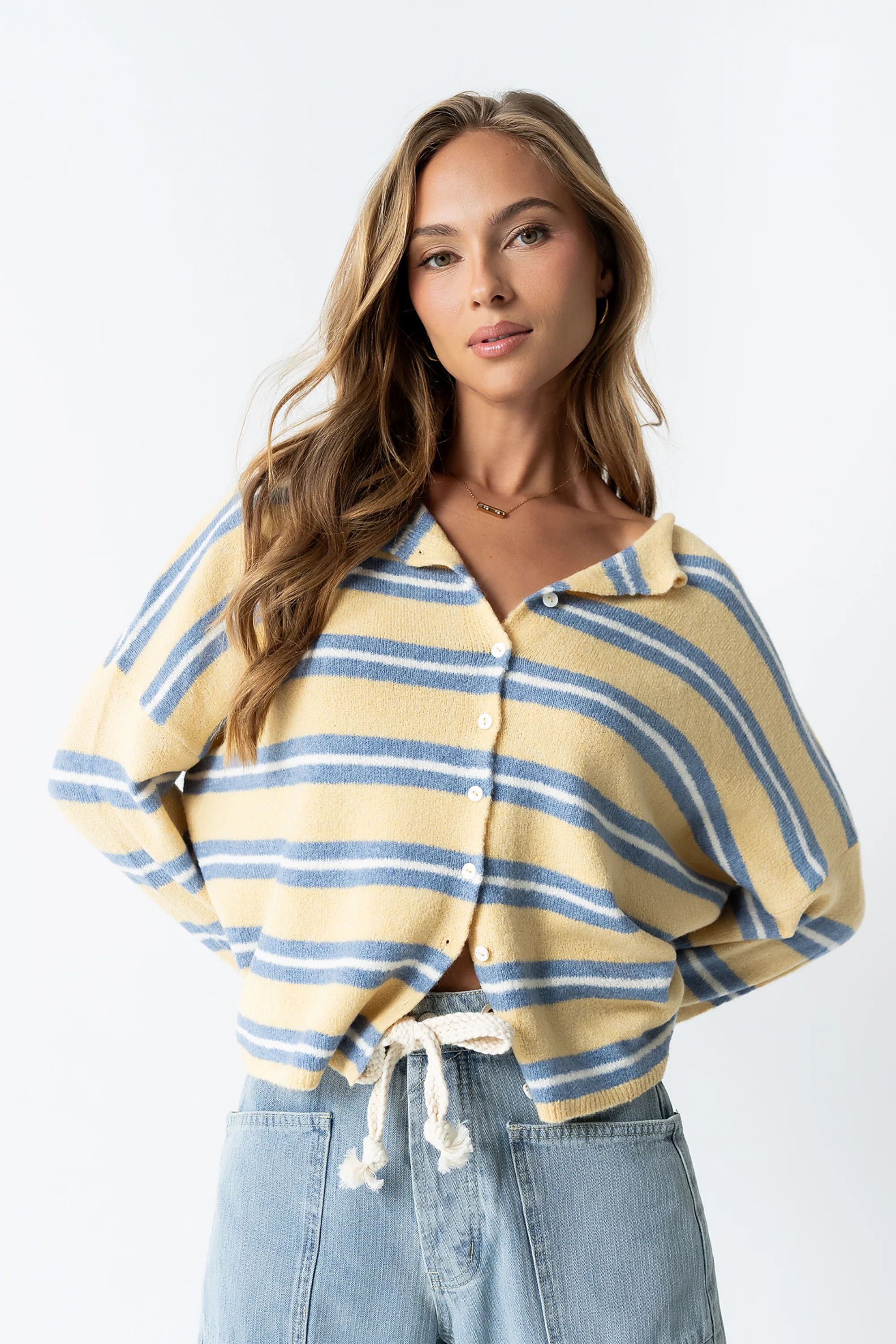 Mariah Striped Cardigan in Yellow | Böhme US