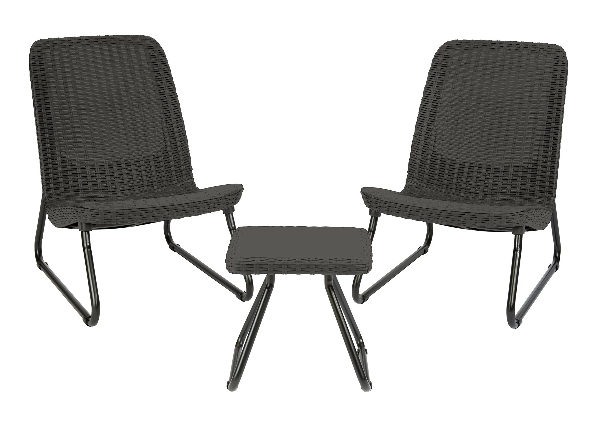 Keter Rio 3-Piece Outdoor Set, All-Weather Resin Rattan Patio Lounge Furniture, Graphite - Walmar... | Walmart (US)