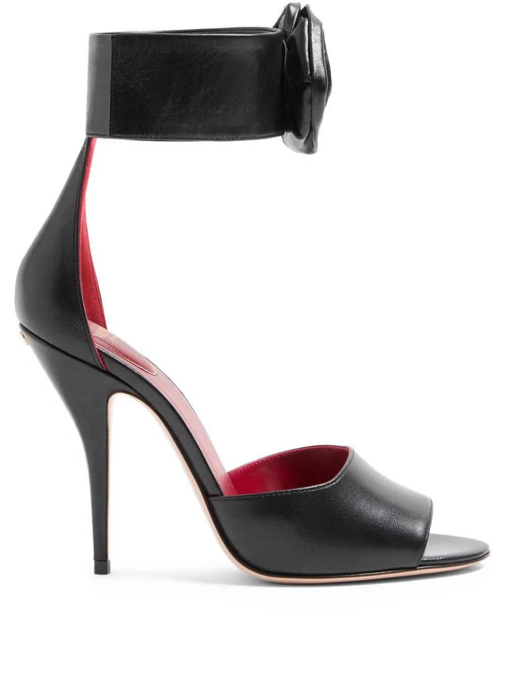 Valentino Garavani Drip Rose rose-embellished leather sandals - Black | Farfetch Global