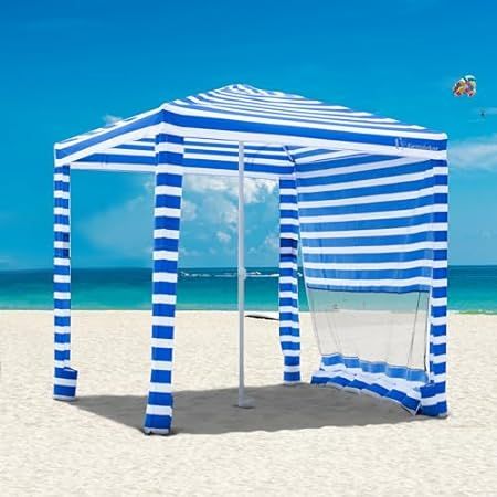 Beach Cabana - Easy to Set Up Canopy, Waterproof, Portable 6' x 6' Beach Shelter, Included Side Wall, Shade with UPF 50+ UV Protection for Kids, Family & Friends | Amazon (US)