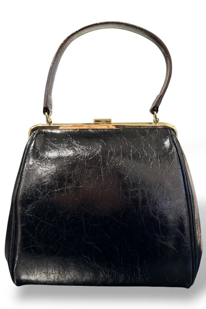 Frances Valentine Katherine Black Crinkled Leather Bag | The Willow Tree