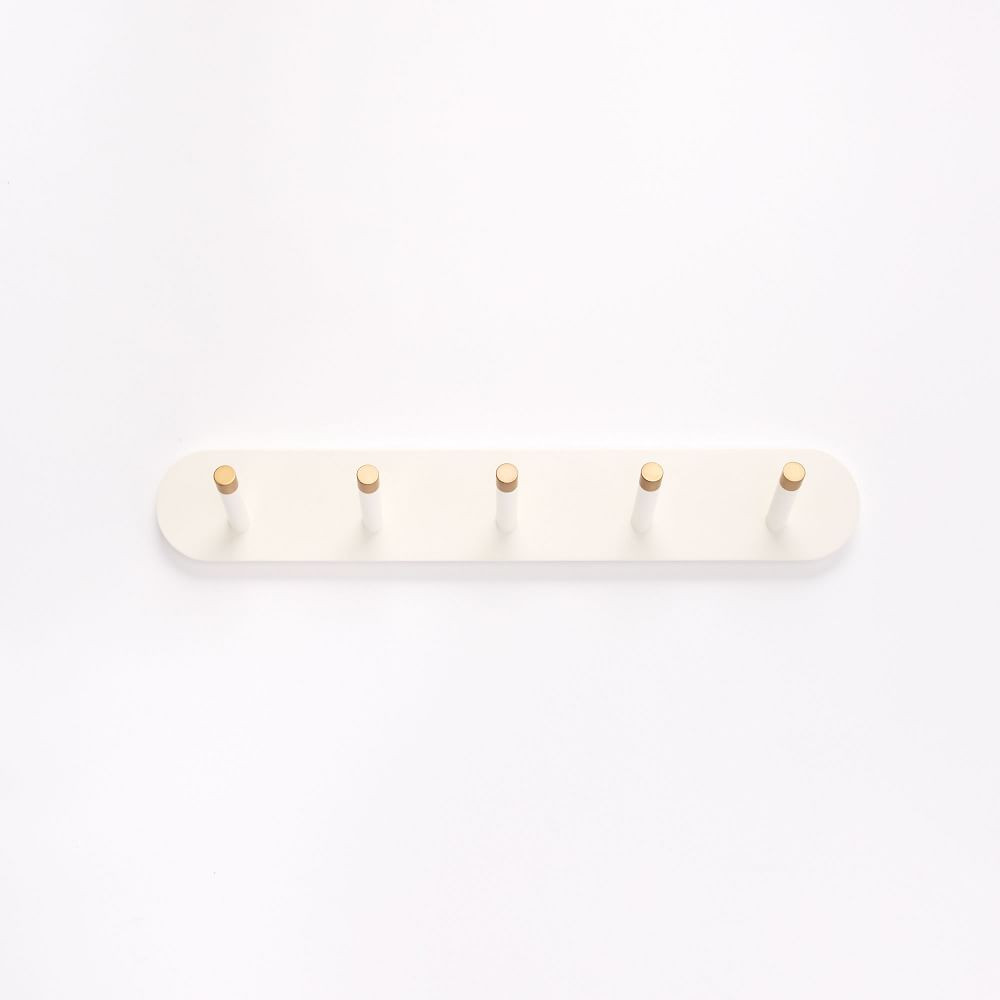 Mid-Century Hook, White + Antique Brass, Large Multi Hook | West Elm (US)