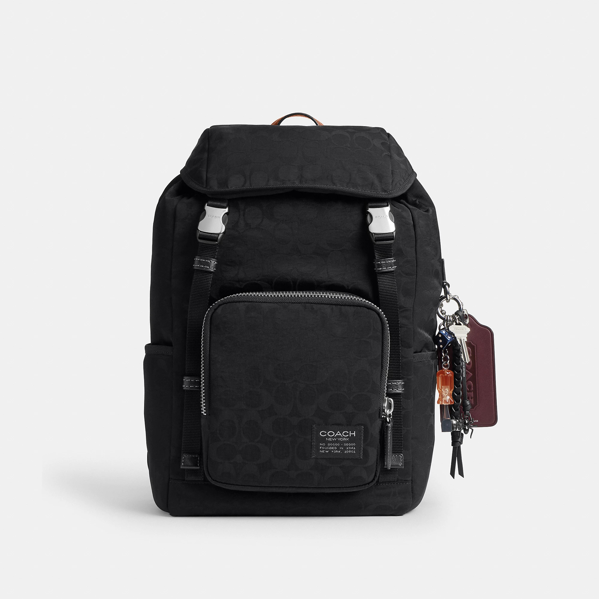 Coach Logan Backpack In Signature Nylon With Charms - Men's Backpacks - Black | Coach (US)