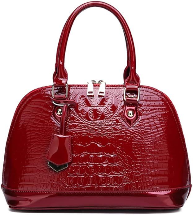 GJGJTER Women Crocodile Pattern Patent Leather Shell Handbag Retro Shoulder Bags | Amazon (US)