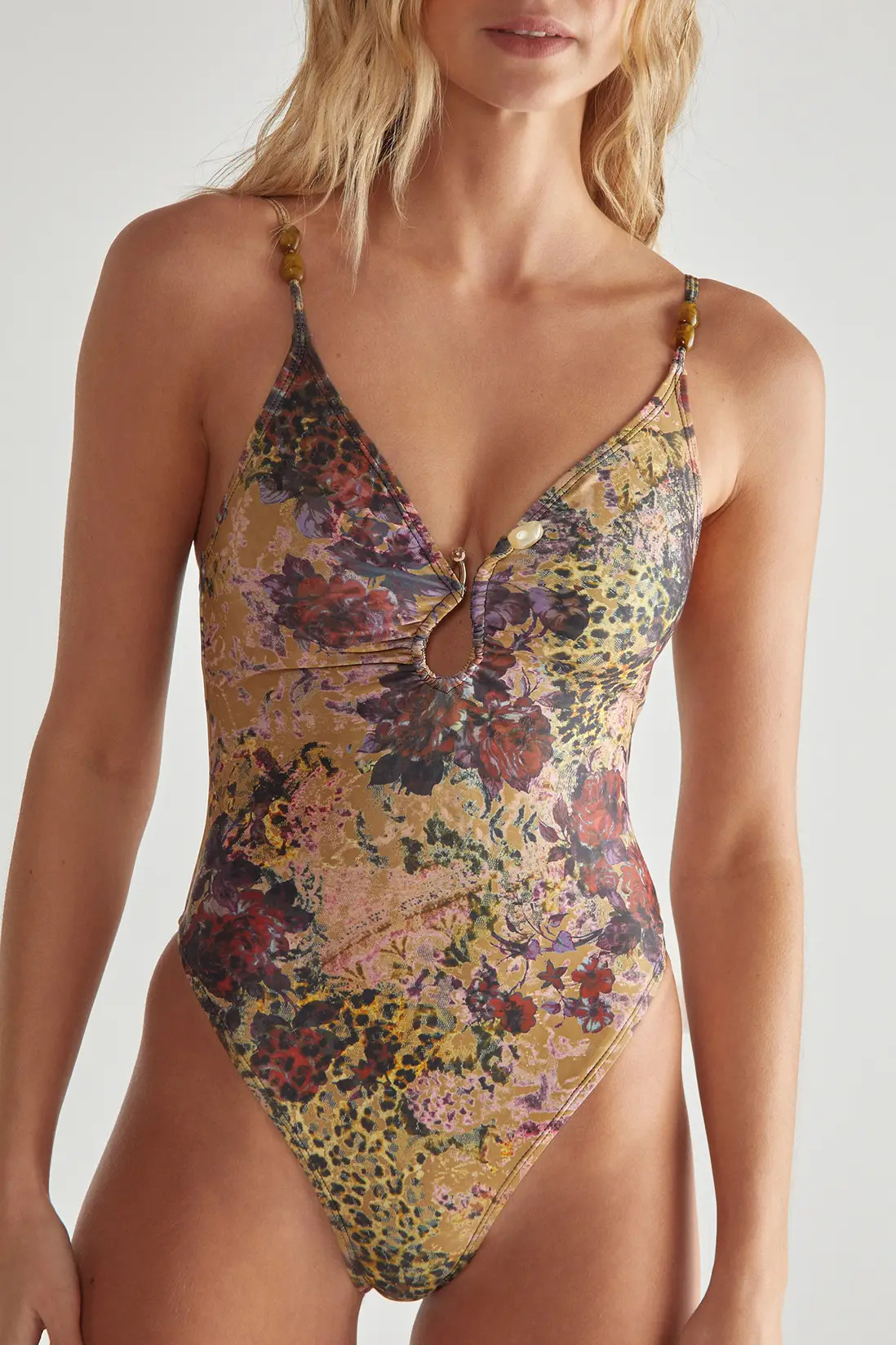 Floral Animal Abstract Ring Beaded Swimsuit | Nasty Gal US
