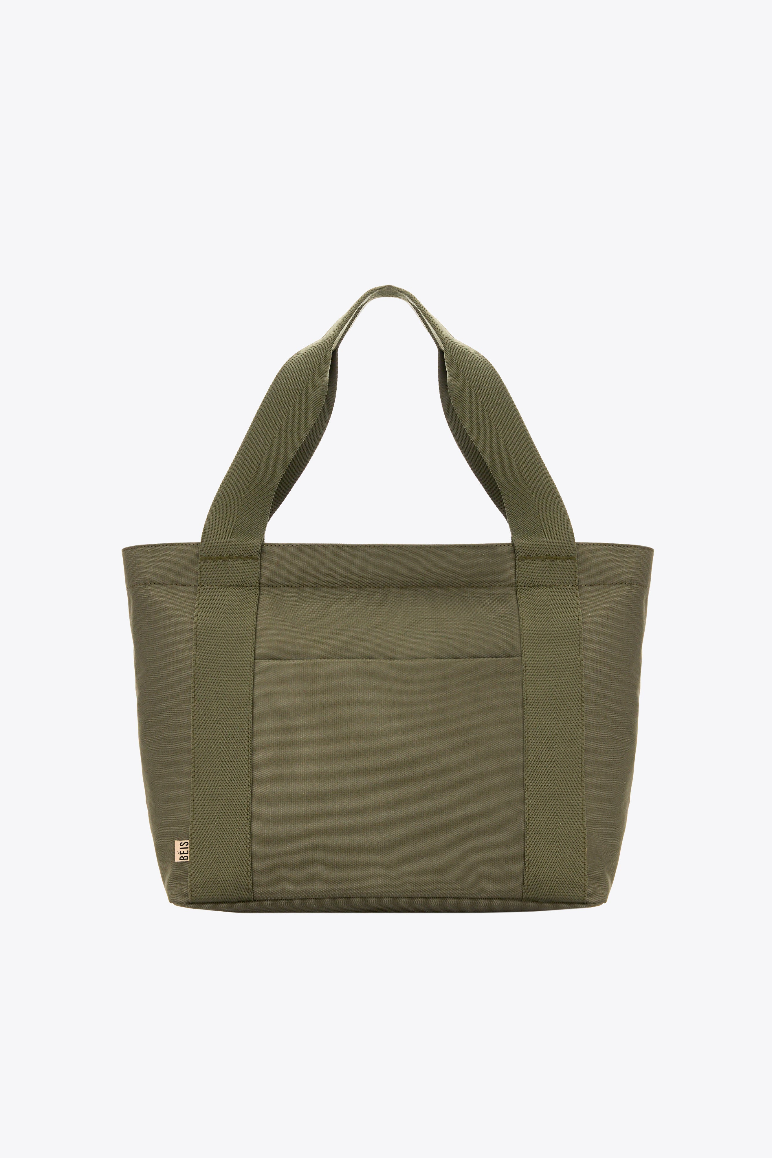 BÉIS 'The BÉISics Tote' in Olive - Olive Green Laptop Friendly Travel Tote Bag | BÉIS Travel