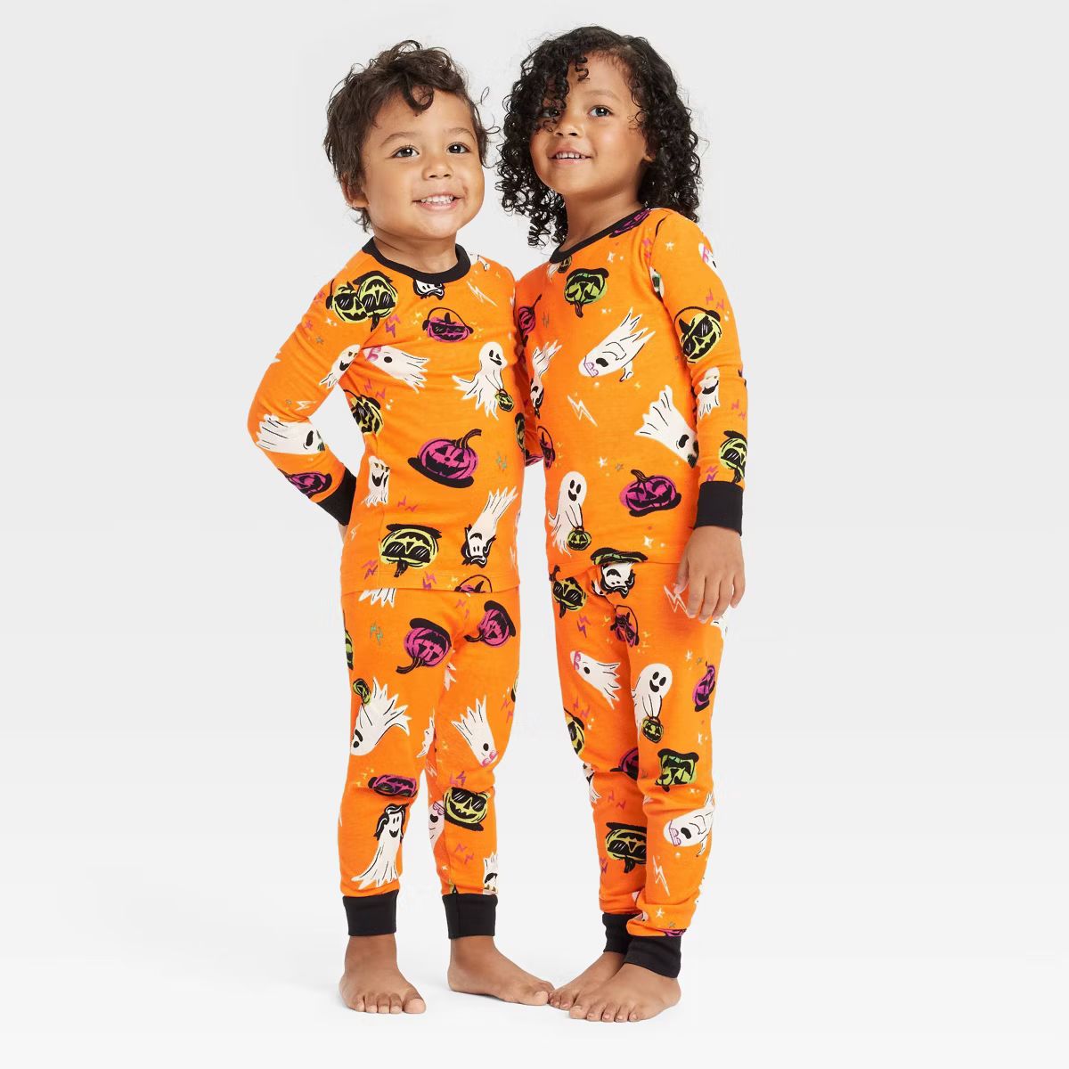 Toddler 2pc Halloween Ghosts Cotton Snug Fit Pajama Set - Hyde & EEK! Boutique™ Orange 18M | Target