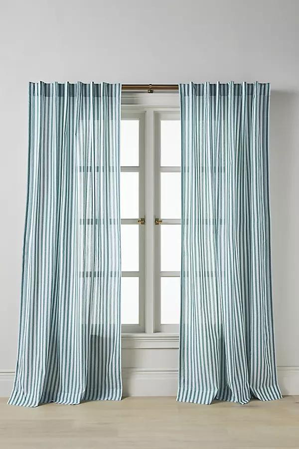 Solenne Woven Scalloped Striped Curtain - Anthropologie | Havenly | Havenly